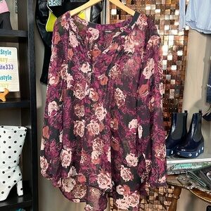 George 4x blouse PTP 32-33 floral maroon